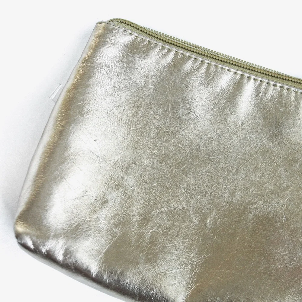 Metallic Gold Faux Leather Travel Pouch Set